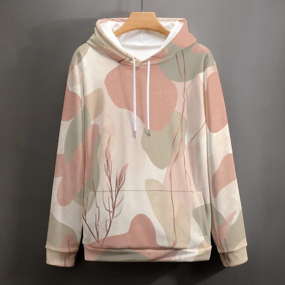 Boho Maternity Hoodie | Pastel Abstract Print Sweatshirt, Stretchy Loungewear