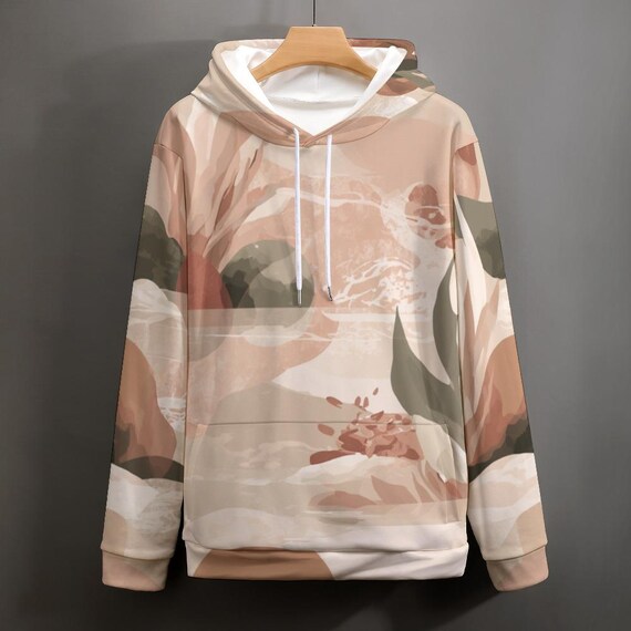 Abstract Earth Tone Hoodie | Watercolor Nature Pullover Sweatshirt
