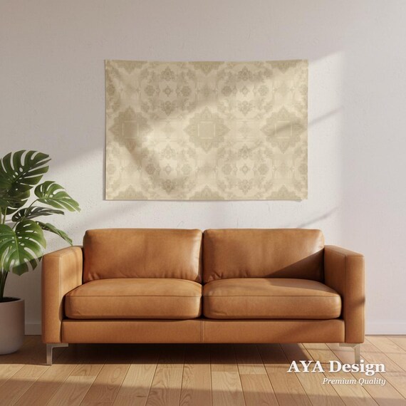 Vintage Floral Damask Tapestry, French Country Cottagecore Wall Art