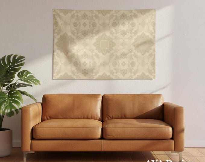 Vintage Floral Damask Tapestry, French Country Cottagecore Wall Art