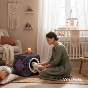 Space Capsule Pet Bed, Enclosed Cat Cave, Thermal Kitten Nest, Waterproof Oxford Cloth