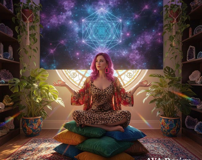Sacred Geometry Tapestry, Fractal Galaxy Wall Art, Cosmic Meditation Decor, 60x40 USA