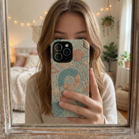 Retro Mosaic Phone Case | 70s Tile Pattern, Lucky Motif, Vintage Design
