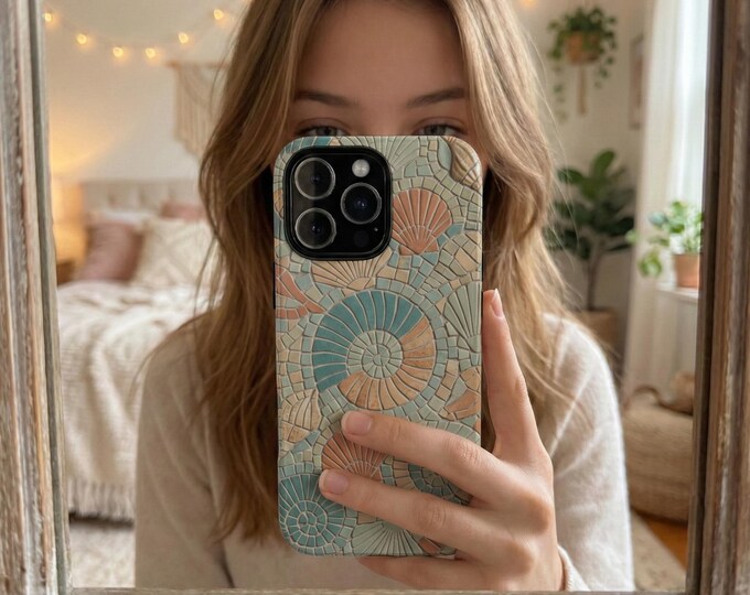 Retro Mosaic Phone Case | 70s Tile Pattern, Lucky Motif, Vintage Design