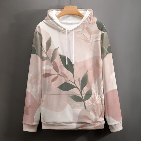 Botanical Watercolor Hoodie | Abstract Leaf Print Boho Sweatshirt | Nature Lover Pullover
