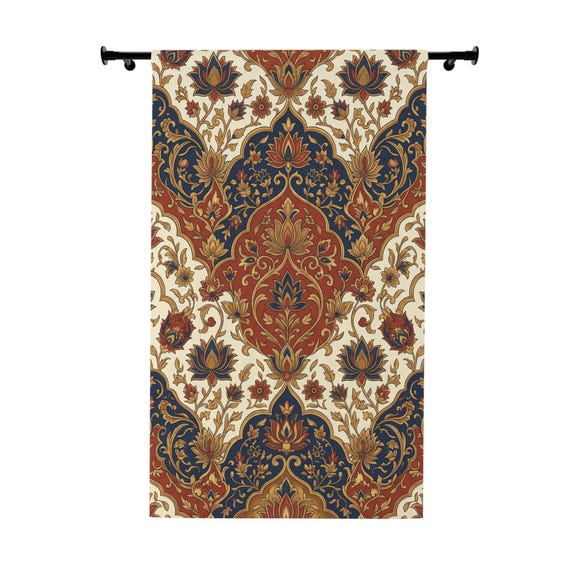Persian Henna Mughal Window Curtains | Bohemian Floral Drapery