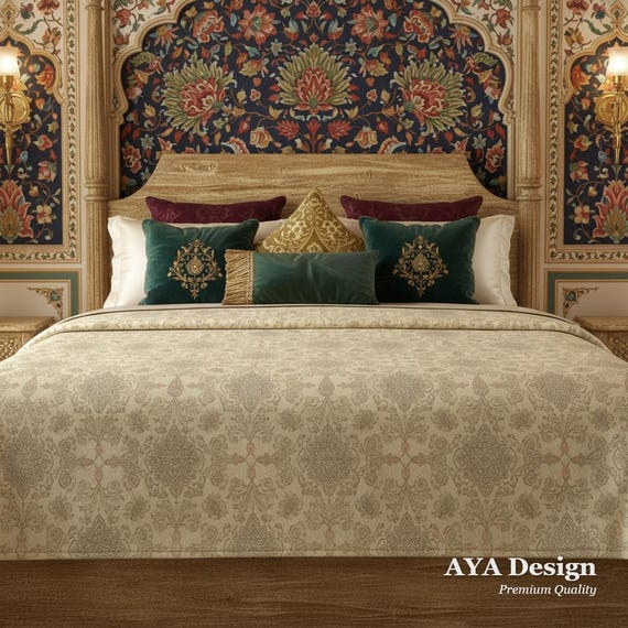 Mughal Floral Micro-Fleece Blanket, Paisley Botanical Throw, Indian Style Decor