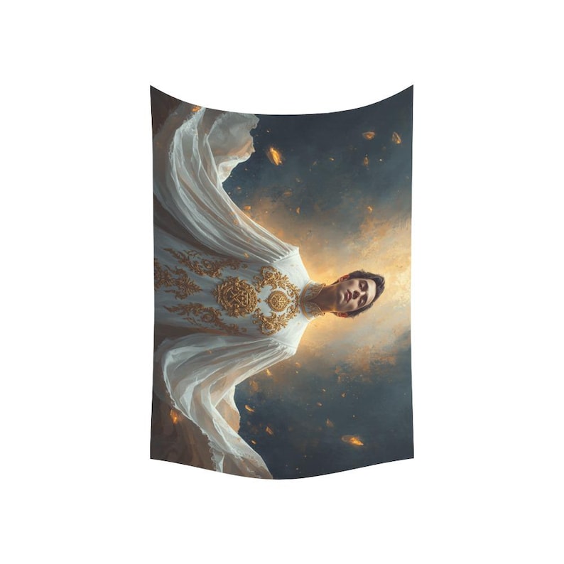 Real Madrid Fan Tapestry | Royal White Gold Soccer Wall Art Banner image 4