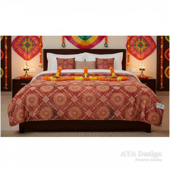 Chunri Print Fleece Blanket | South Asian Boho Ethnic Decor, Cozy Throw