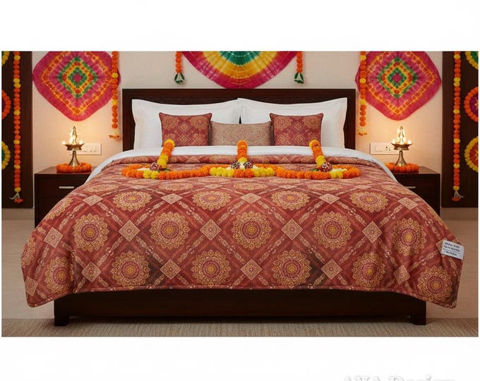 Chunri Print Fleece Blanket | South Asian Boho Ethnic Decor, Cozy Throw