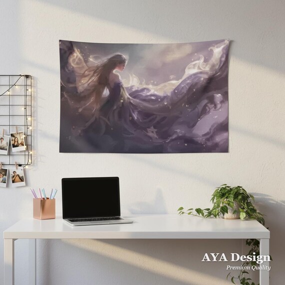 Anime Art Nouveau Wall Tapestry, Polyester Peach Skin, 60"x40"