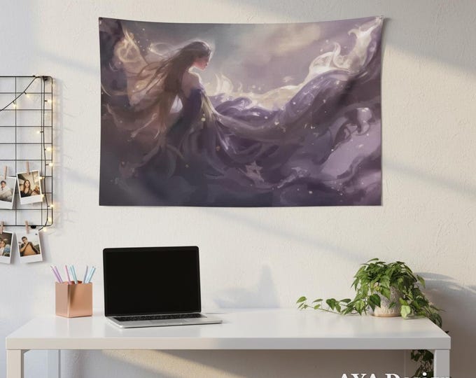 Anime Art Nouveau Wall Tapestry, Polyester Peach Skin, 60"x40"