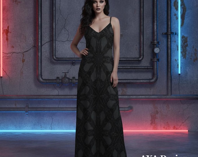 Gothic Maxi Dress | Cathedral Lace Print Gown, Dark Romance Alternative Fashion