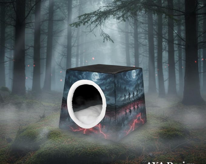 Upside Down Cat Cave Bed | 80s Sci-Fi Nostalgia Pet House, Spooky Dog Tent