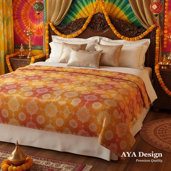 Chunri Pattern Fleece Blanket | Vibrant Boho Throw, South Asian Home Decor