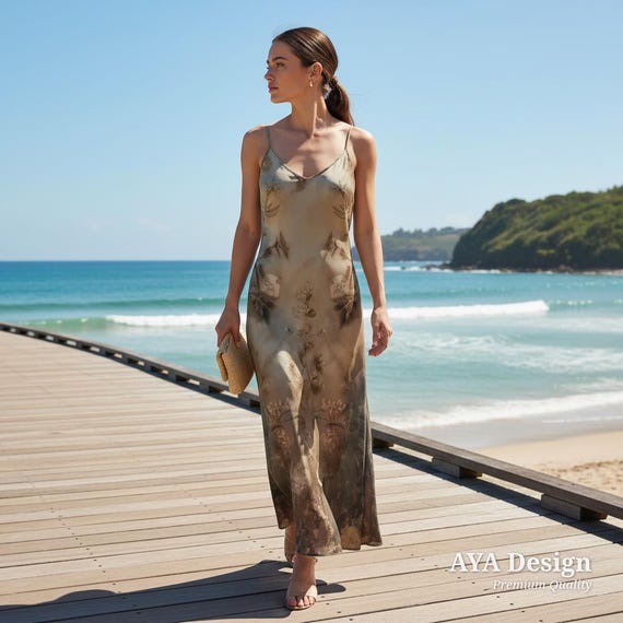 Vintage Floral Maxi Dress | Boho V-Neck Cottagecore Summer Sling Sundress