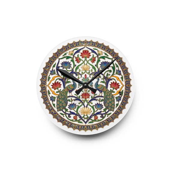 Mughal Peacock Mandala Clock | Indian Art, Boho Wall Decor