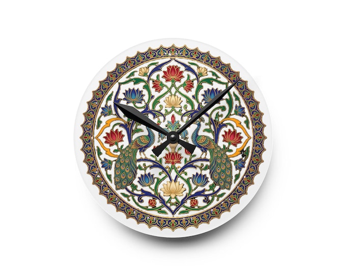 Mughal Peacock Mandala Clock | Indian Art, Boho Wall Decor