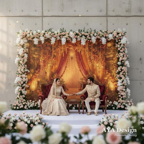 Haldi Tapestry Royal Indian Wedding Backdrop 90x60 Mandap Mehndi Sangeet Palace Decor Photo