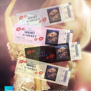 Digital customizable concert ticket template- inspired by Short N’ Sweet Tour, Sabrina Carpenter