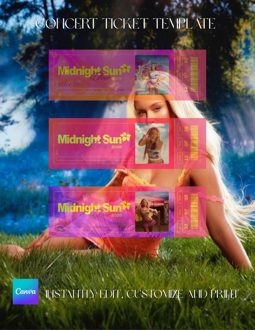 Zara Larsson Concert Ticket Template: Midnight Sun Tour Souvenir