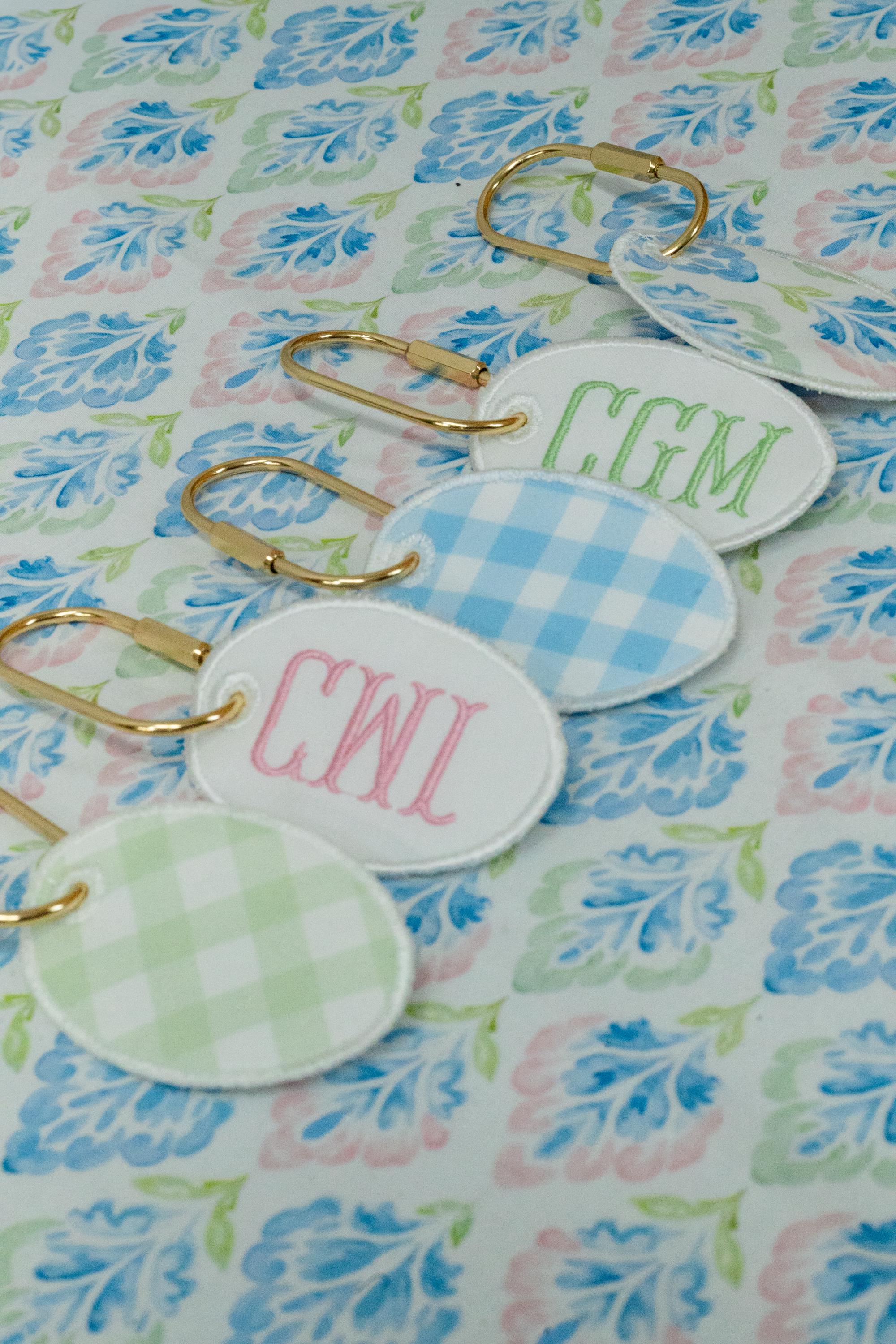 Personalized Embroidered Bag Charm | Grandmillennial Monogram Keychain ...