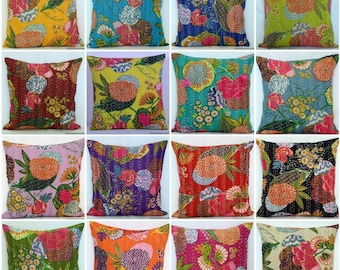 All Size kantha Cushion Indian Handmade Kantha Throw Decorative Sofa Pillow Cover Home Decor Colorful Pillow Cover Farmhouse Decor Pillows
