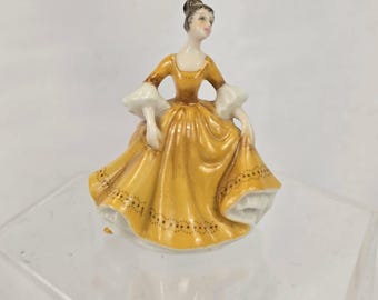 Royal Doulton Stephanie M216 Miniature Figurine Bone China Yellow Dress 2004