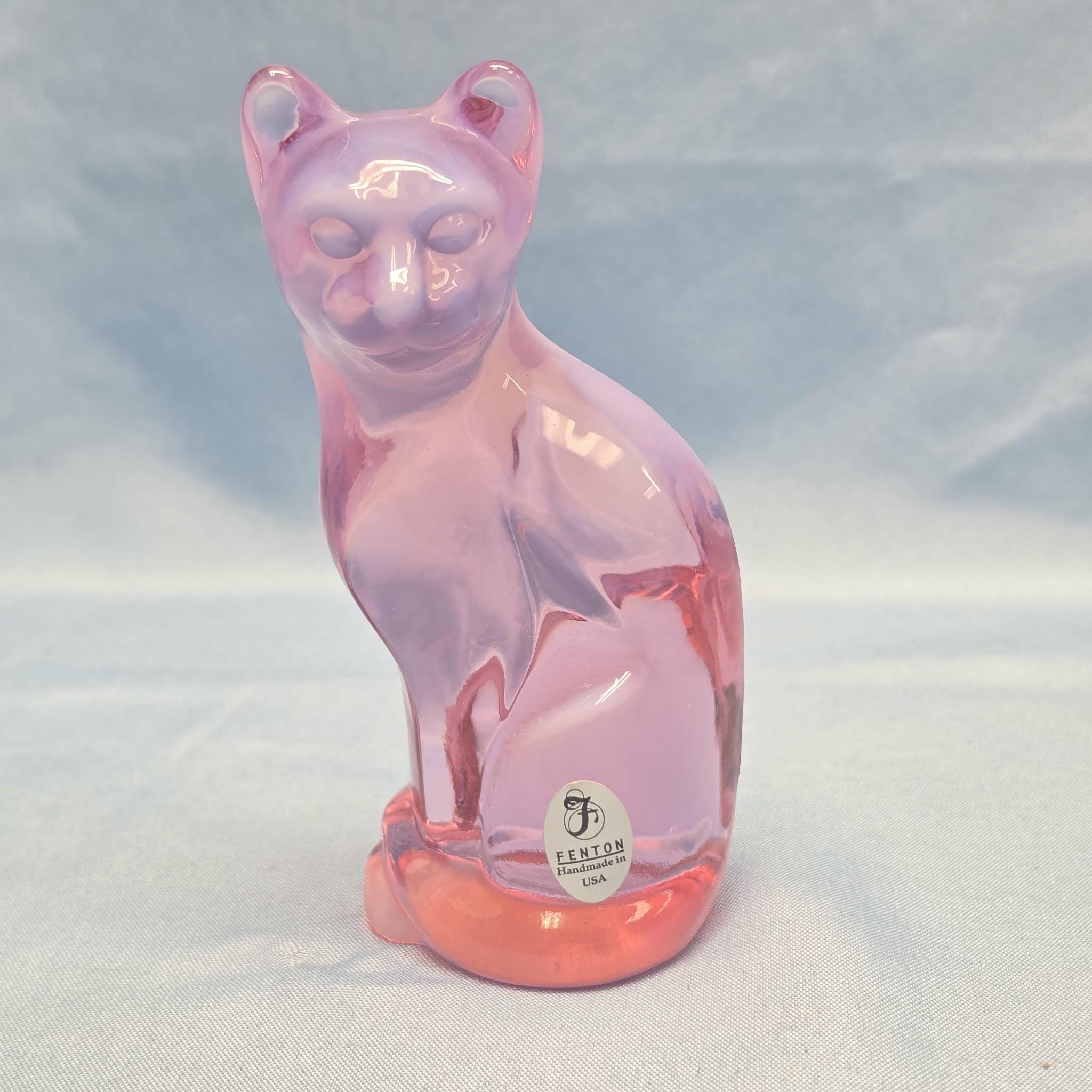 Fenton Glass Pink Cat - Etsy