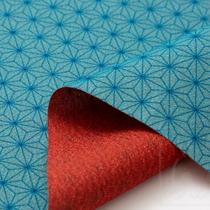 Furoshiki reversibile bifacciale/bifacciale 50X50 cm Tessuto tradizionale giapponese in poliestere Verde AsanohaXRosso