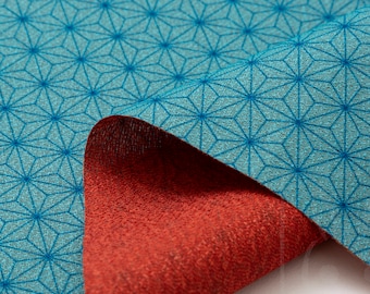 Wende zweiseitig/doppelseitig Furoshiki 50x50cmJapanese Traditionelles Polyester Tuch Grün AsanohaXRed