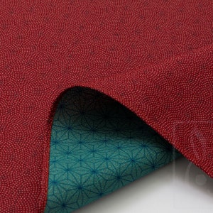 Furoshiki reversibile bifacciale/bifacciale, tessuto tradizionale giapponese in cotone 50 cm x 50 cm, onda rossa X Asanoha verde