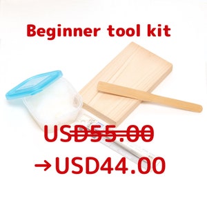 Tsumami Kanzashi Beginner set(tweezers, wood board, bamboo spatula, and starch glue)