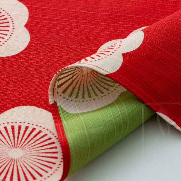 Furoshiki | Japanisch 48cm (18,89") doppelseitig /Isa Monyo Reversible Ume Plum Rot/Grün