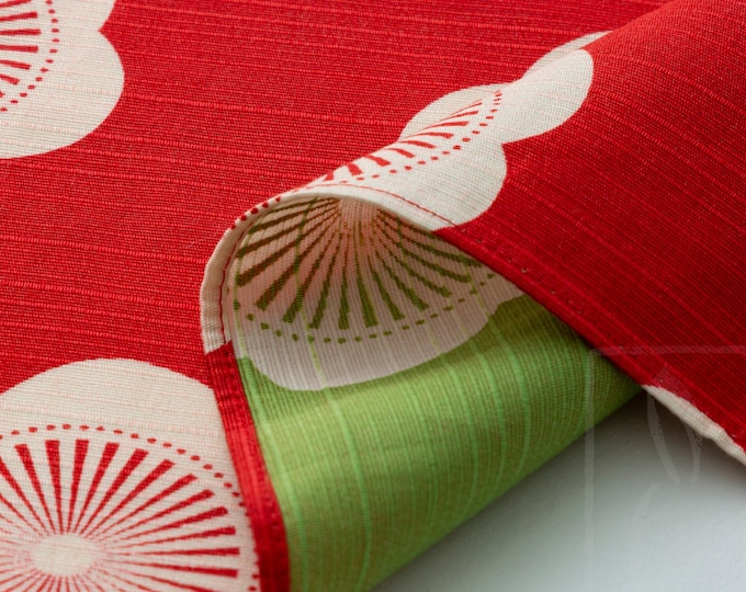 Furoshiki | Japanese 48cm(18.89") double sided /Isa Monyo Reversible Ume Plum Red/Green