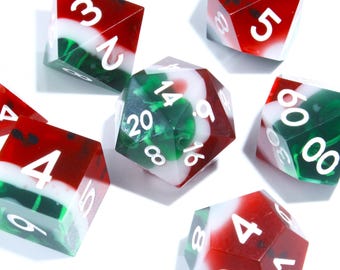 Watermelon DnD Dice Set / Cute Dice / Resin Dice/ Fruit Dice / Sharp Edge Dice for D&D / Dice for Dungeons and Dragons / TTRPG Dice