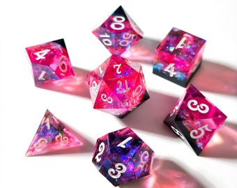 Rood zwarte hars dobbelstenen set, rode dobbelstenen, handgemaakte hars scherpe rand dnd dobbelstenen set voor DnD, D&D, Dungeons and Dragons, RPG-dobbelstenen
