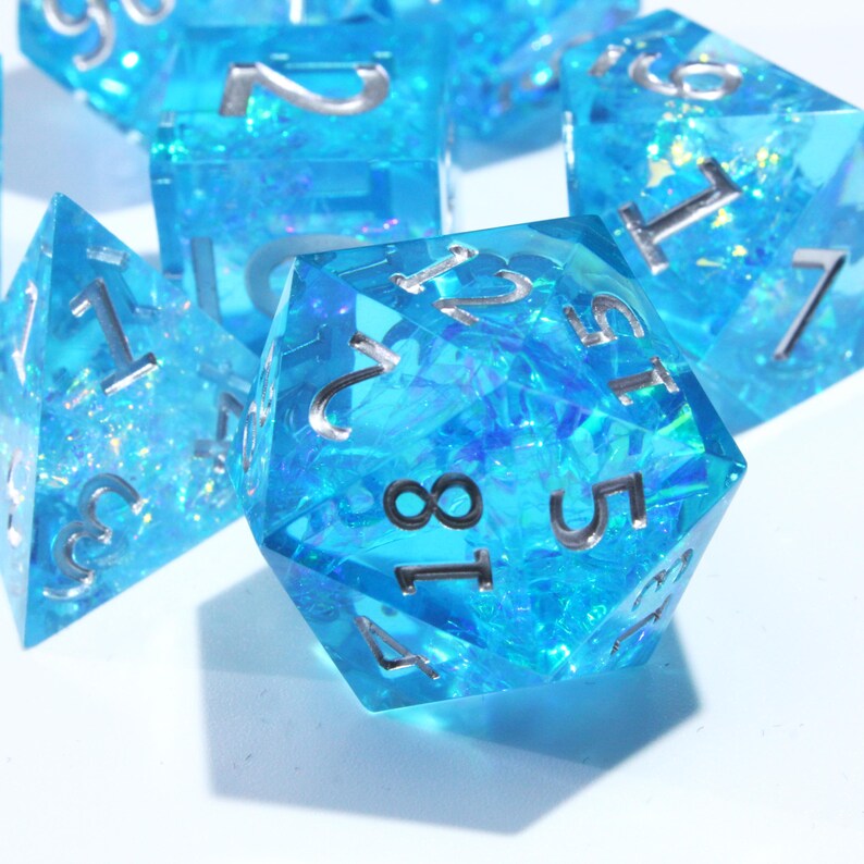 Light Blue DND Dice Set, Blue Galaxy Sharp Edg Sharp Edge D&D Dice Set ...