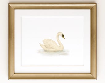 Aquarell Schwan Print: Eleganter Vogel Wandbild (Digitaler Download)