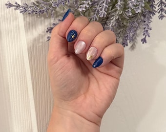 Midnight Press-On Nails | Hand painted press on nail set - Swiftie Nails - Night Court Nails - Bookish Nails - Apres Gel X - Made to order