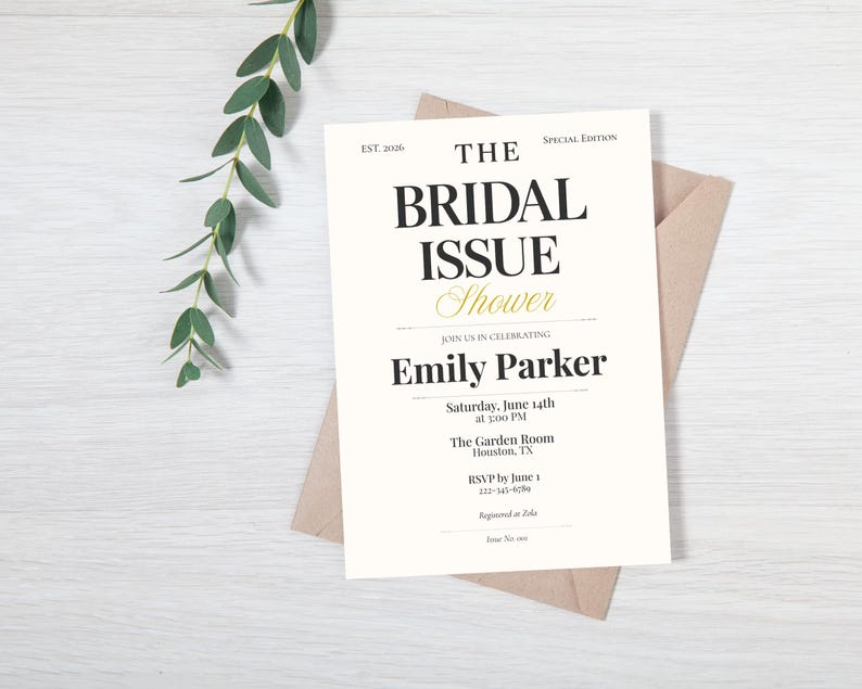 Invitation To Issue Magazine Bridal Shower Invitation Template, Bridal Issue Invite ...