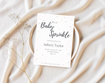 Baby Sprinkle Invitation Template, Neutral Baby Sprinkle Invite, Celebrating Mom to Be, Editable Baby Shower Invitation, Instant Download