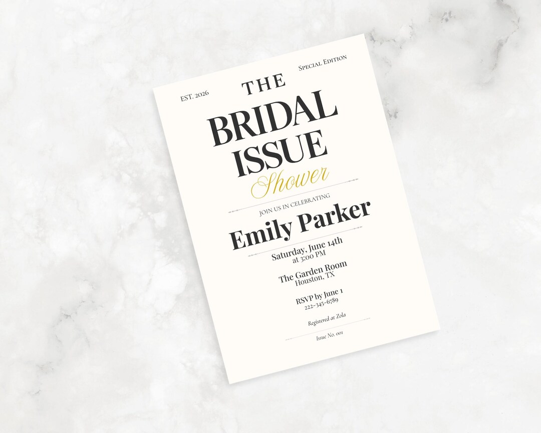 Invitation To Issue Magazine Bridal Shower Invitation Template, Bridal Issue Invite ...