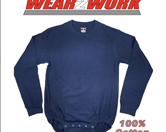 WEAR2WORK ネイビーブルー 長袖 ボディスーツ 失禁