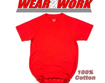 WEAR2WORK レッド クルーネック ボディスーツ 失禁