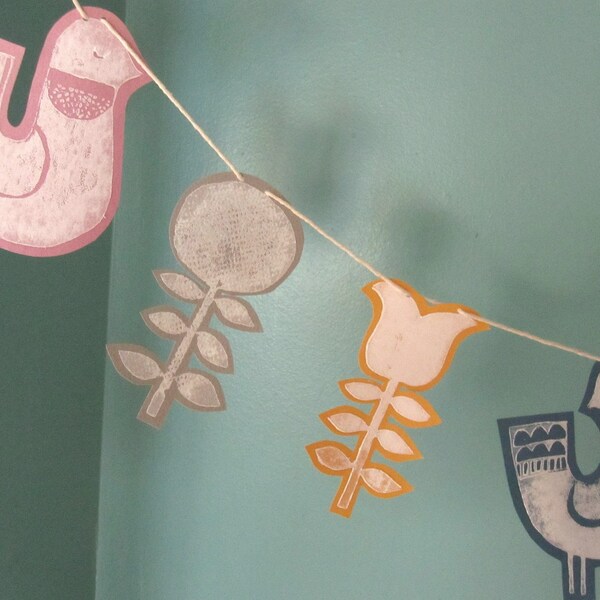 Hand Printed Bird Banner