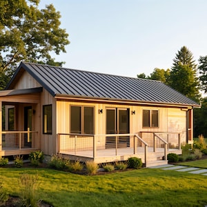 36' x 20' Tiny House Rustic ADU Architectural Plans - Custom 665 SF 1 Bedroom Cozy Cabin Blueprints PDF