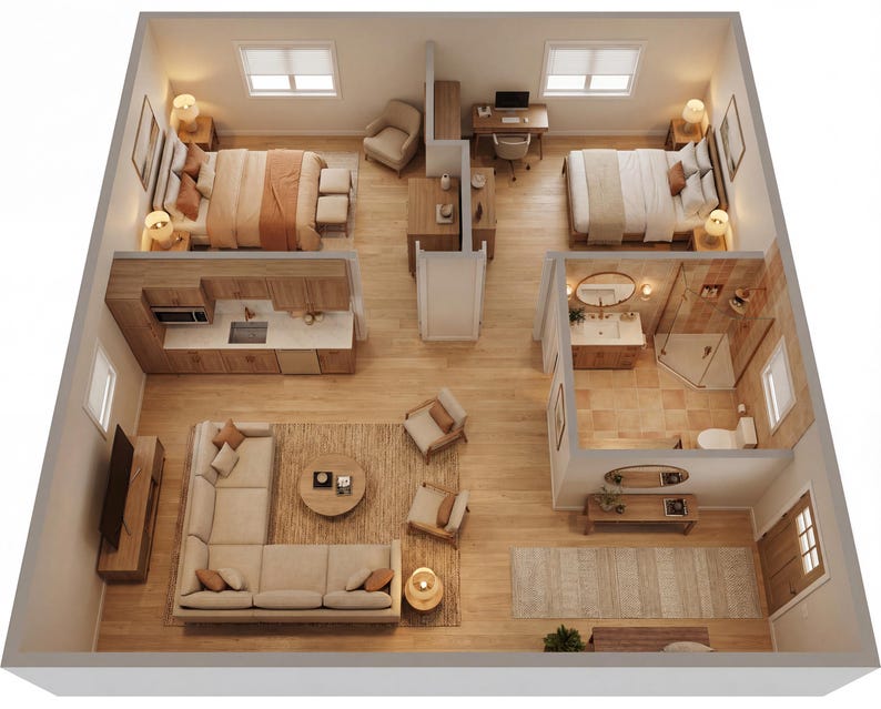 Detached 26' X 25' 2 Car ADU Loft Architectural Plans - Custom 577SF ...