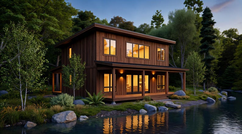 36' x 24' Modern 2 Bedroom ADU Cabin Architectural Plans – 1390 SF Custom Lean-To Design Blueprints PDF image 13