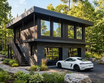 Detached 26' x 25' 2 Car ADU Loft Architectural Plans - Custom 577SF Garage - 609SF 2 Bedroom House Blueprints PDF